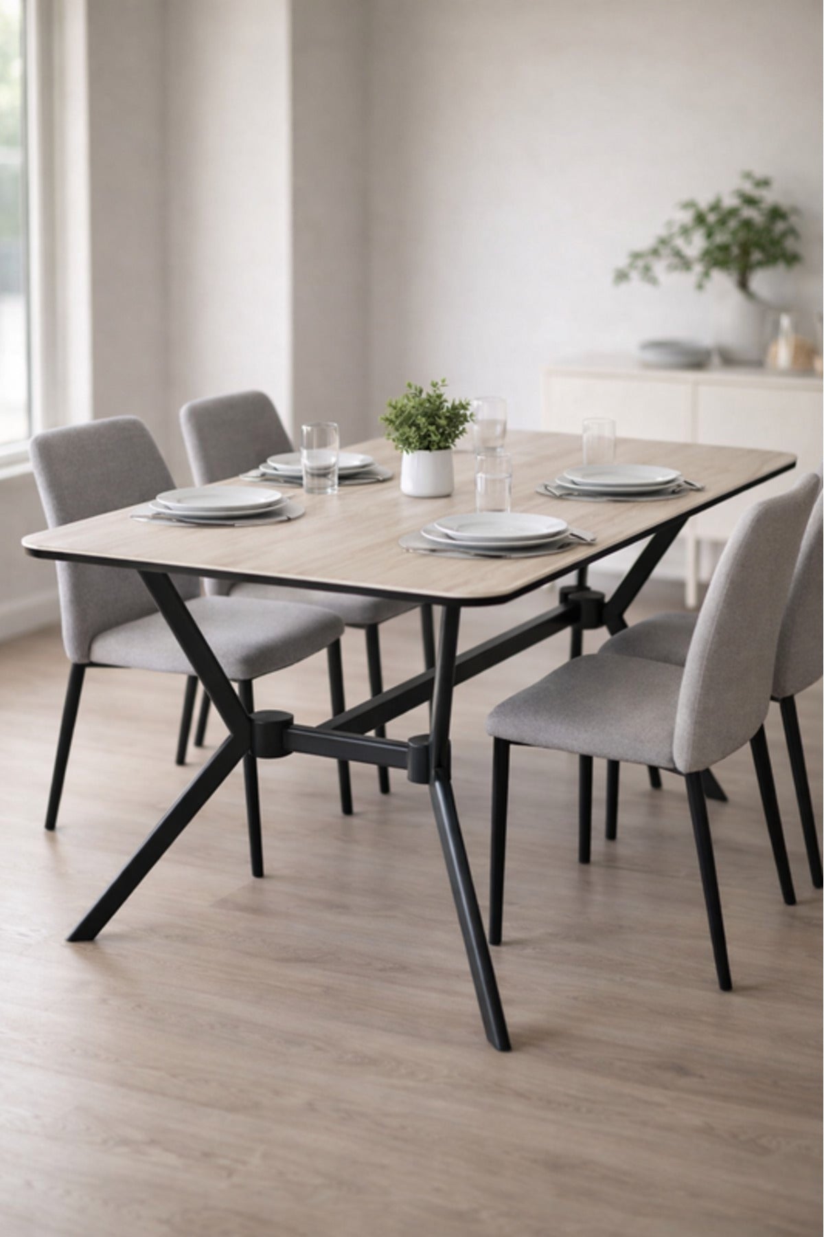 Modern Black and Grey Side Table, 130x80x75 CM modern black Dinner Table