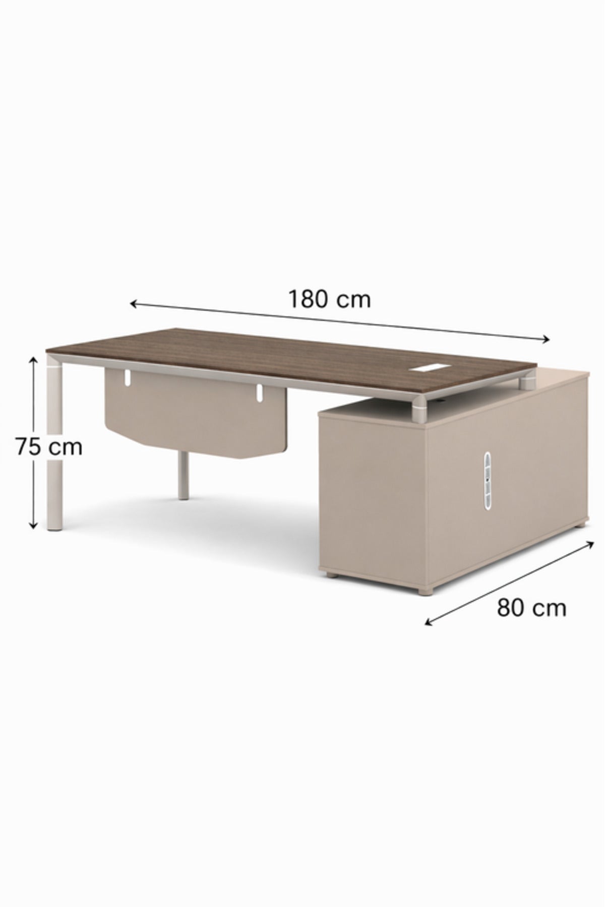 Modern Executive Office Desk with Side Storage Cabinet 180 _ 80 _ 75 cm