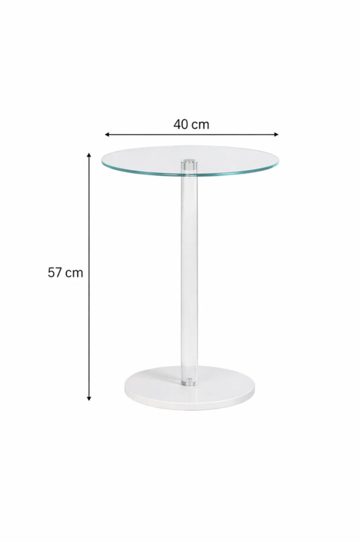 Modern Glass Top Outdoor Bistro Table with White Base Patio Cafe Table