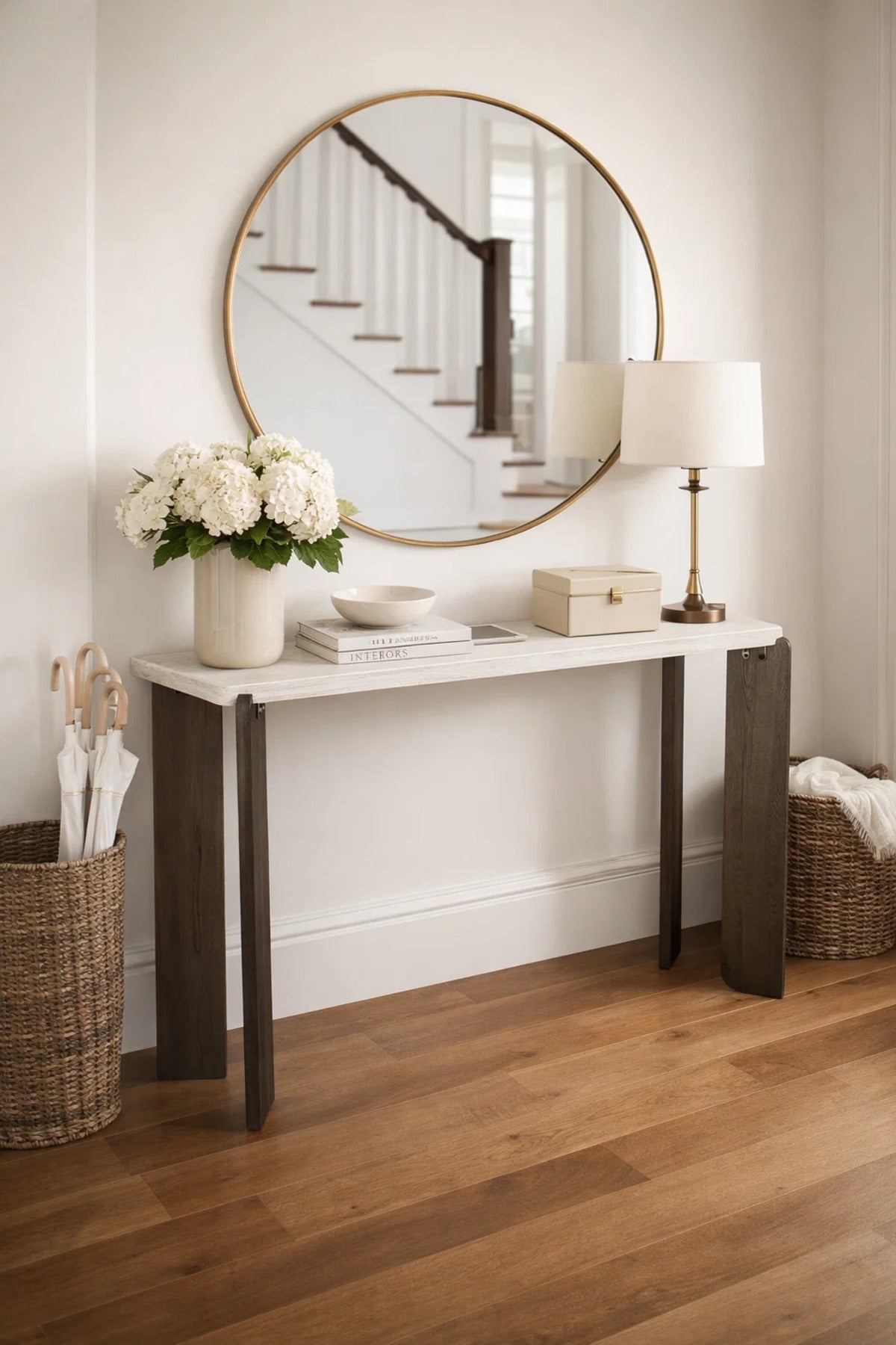 Modern Cream Wooden Console Table Dark Legs Elegant Entryway Hallway Furniture 120x40x80cm