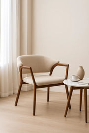 Modern Beige Dining Chair with Wooden Frame Ð Stylish Accent Chair for Home Office