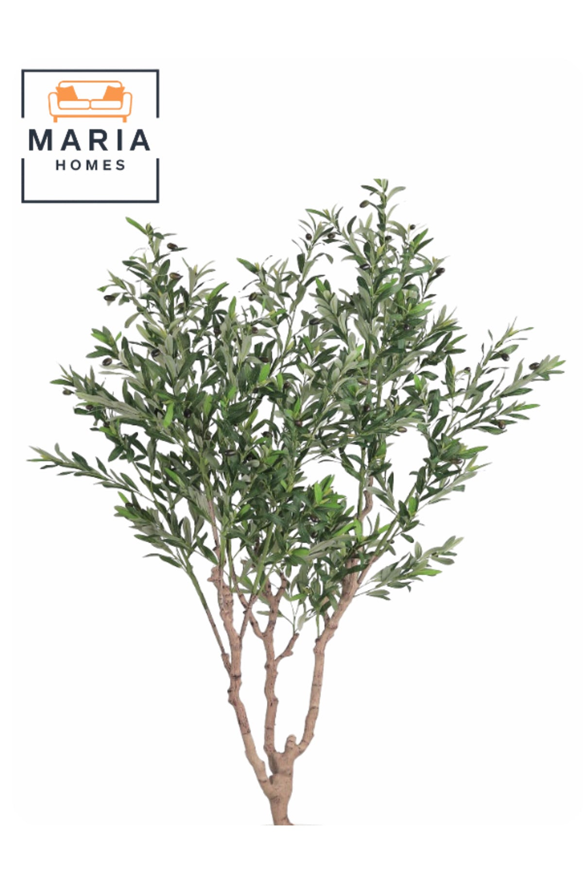 Artificial Olive Tree 210 cm – Green Foliage with White Plastic Pot for home & office decor