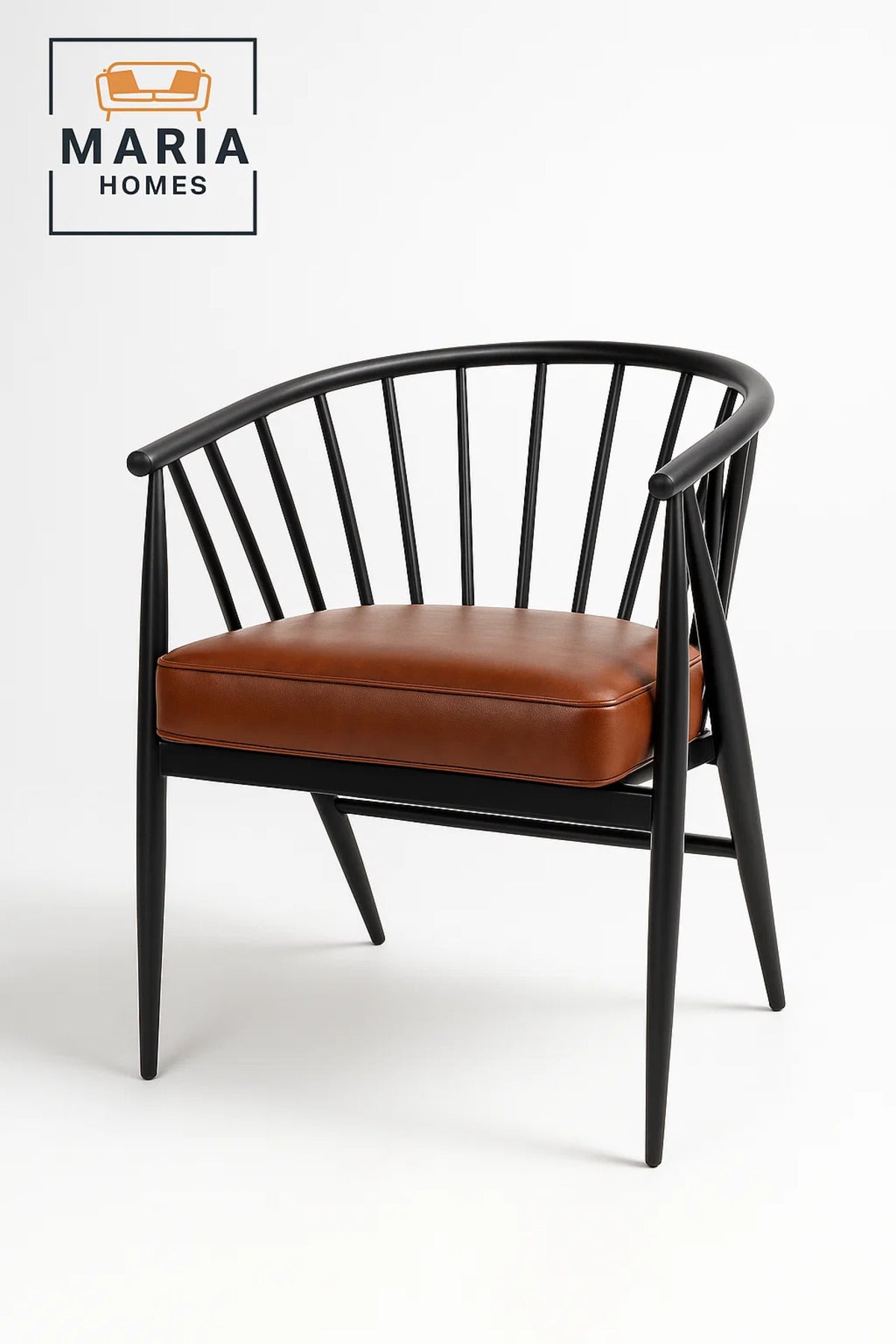 Modern Brown Accent Chair Ð Black Frame Lounge Chair with Soft Cushion for Home and CafŽ