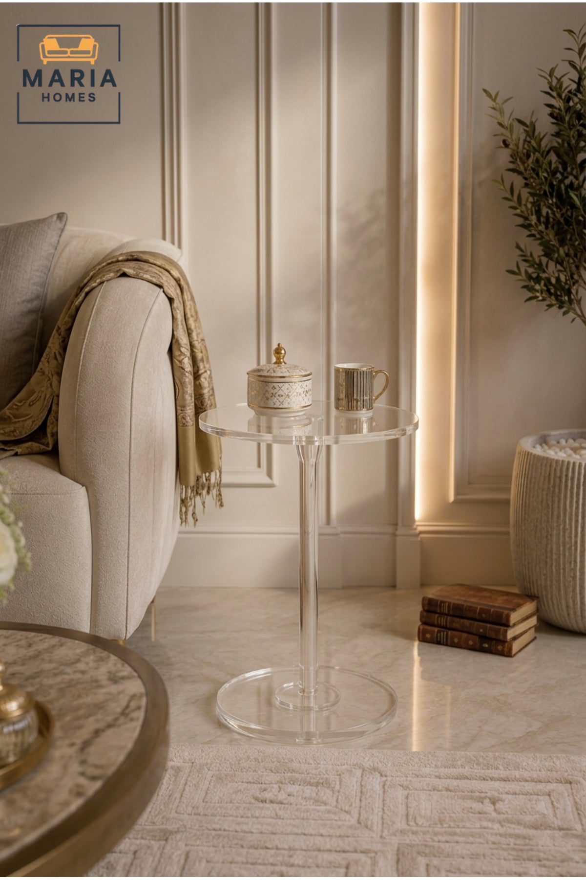 Modern Acrylic Side Table Clear End Table Transparent Accent Table for Living Room Bedroom