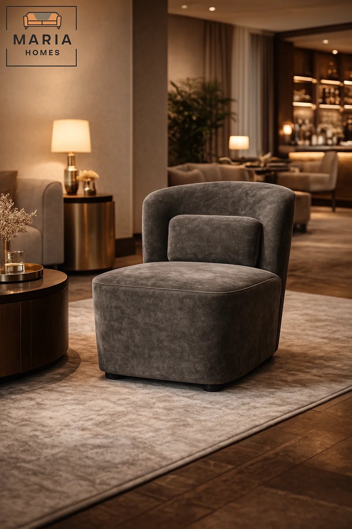 Modern Upholstered Lounge Chair Gray Comfortable Accent Armchair