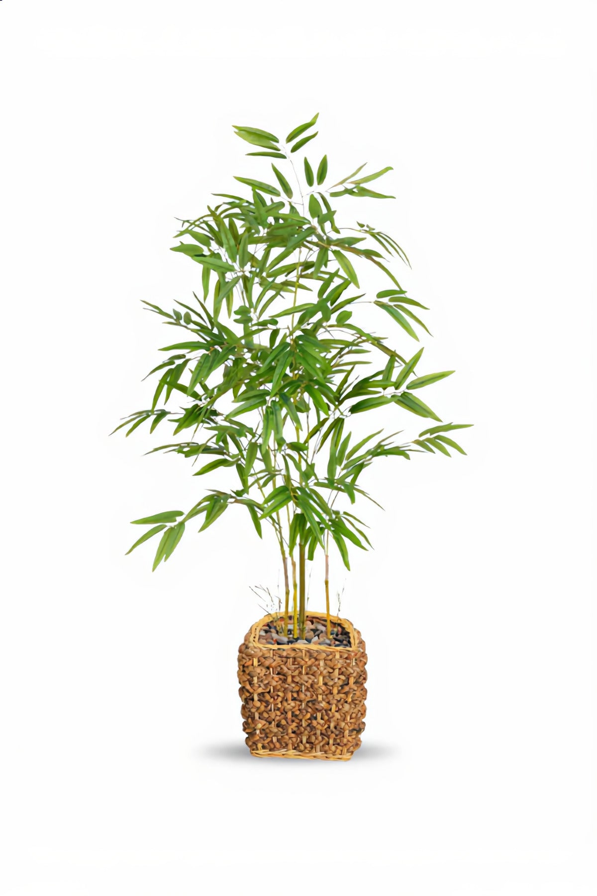 Artificial Bamboo Tree 120 cm – Decorative Green Plant with Woven Basket Pot for home & office