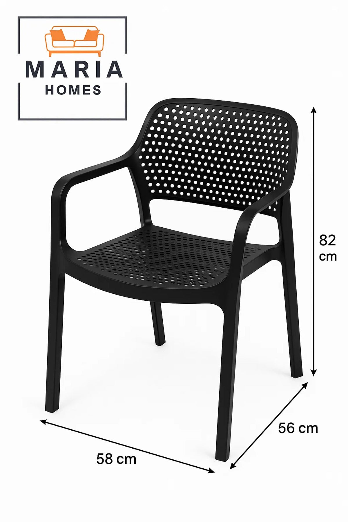 Modern Black Perforated Plastic Armchair Ð Stackable Indoor & Outdoor Seating