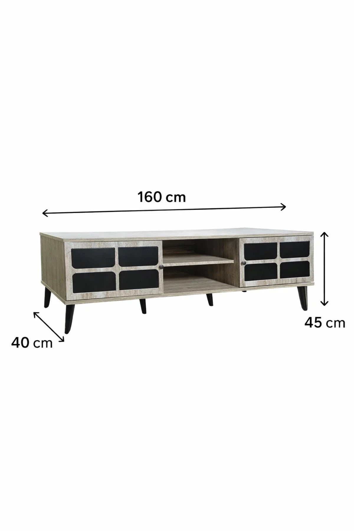 Beige TV Stand √ê 160x40x45 cm Modern Plasma Table with Cabinets & Shelves