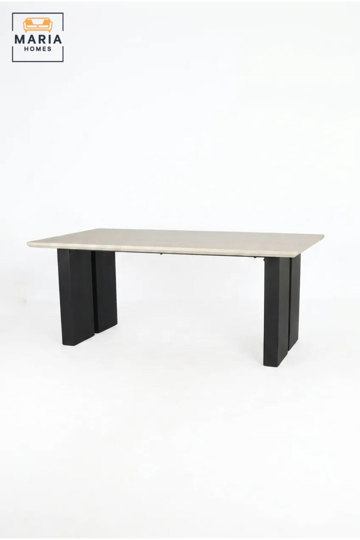 Large Rectangular Dining Table with Wooden Top and Wide Panel Legs, Modern Minimalist Table for Dining Room, Kitchen, Café and Restaurant