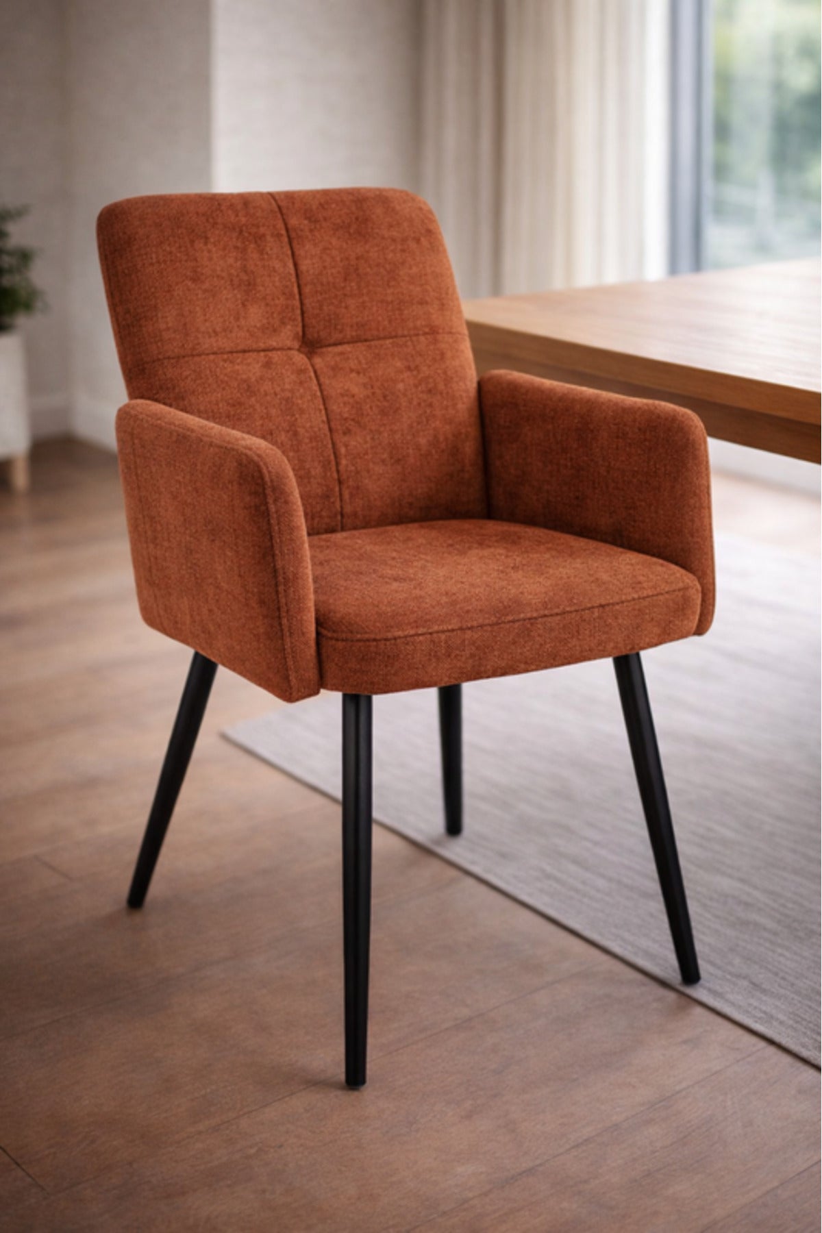Red Armchair with Black Metal Legs, 90x55x47 CM red armchair Dining Room Chair