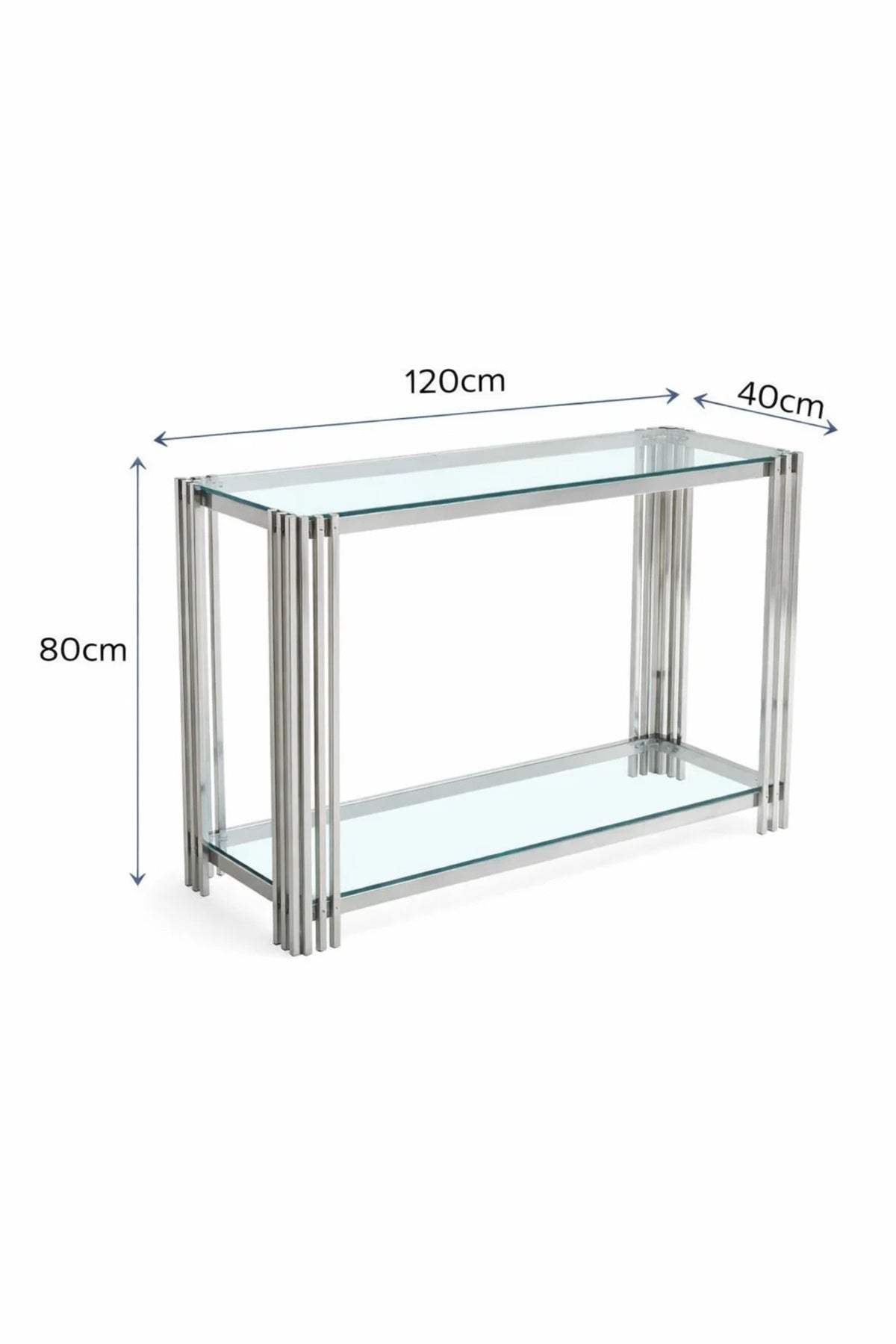 Luxury Silver Console Table with Glass Top for Entryway & Living Room