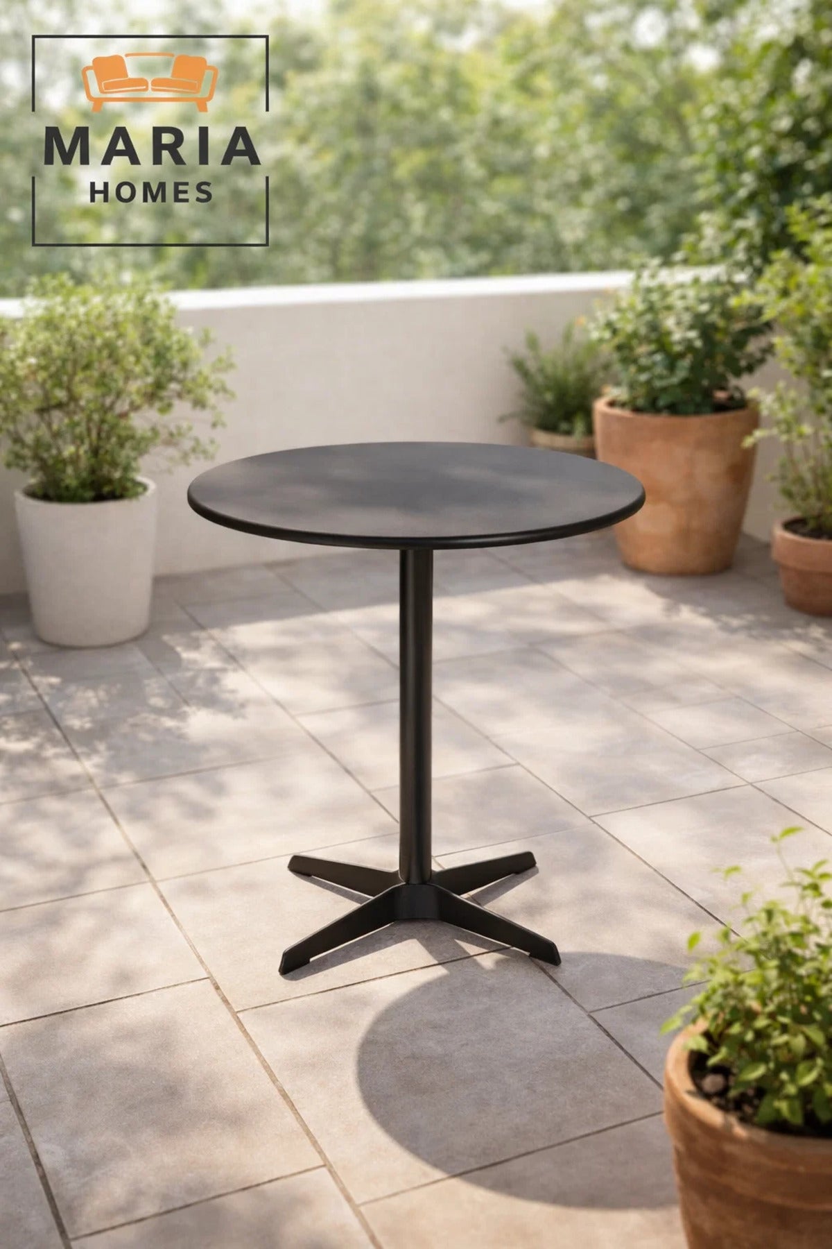 Black Round Table 80_73 cm Ð Modern CafŽ & Dining Table