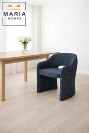 Blue Upholstered Dining Chair Ð Modern Accent Chair with Curved Design