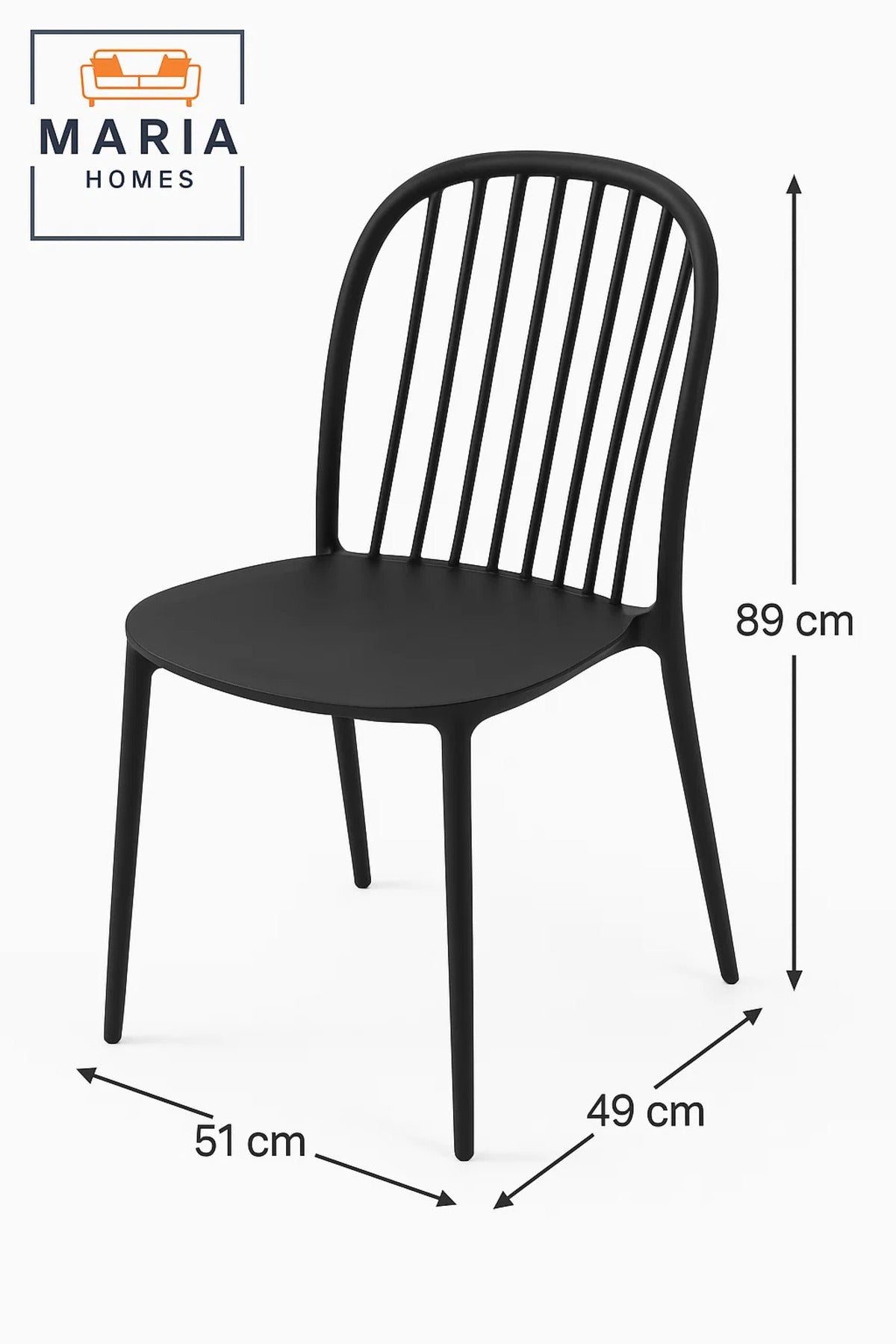 Modern Black Plastic Dining Chair with Spindle Back Ð Sleek and Sturdy Design