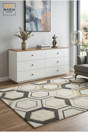 Modern 6 Drawer Dresser 160 x 48 x 78 cm | White Storage Cabinet with Brown Wooden Top | Bedroom Chest of Drawers | Contemporary Organizer for Bedroom, Living Room & Hallway