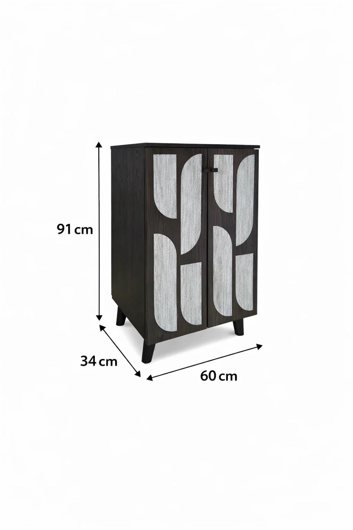 Brown & Grey Shoe Cabinet 60_34_91 cm √ê Modern Shoe Organizer with Decorative Doors