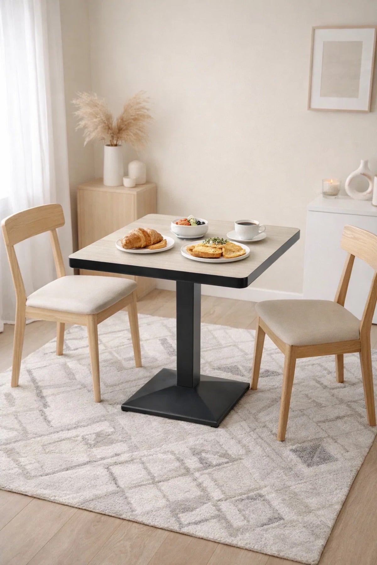 Beige Wooden Dining Table - (70*70*75 cm)