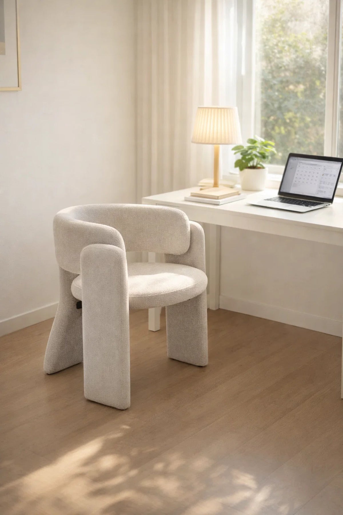 Modern Light Grey Upholstered Accent Chair with Rounded Back for Living Room Bedroom and Lounge