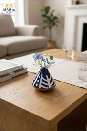 Modern Decorative Flower Vase with Abstract Pattern, Conical Shape and Narrow Opening for Living Room, Bedroom, Office, Shelf and Console Table Décor