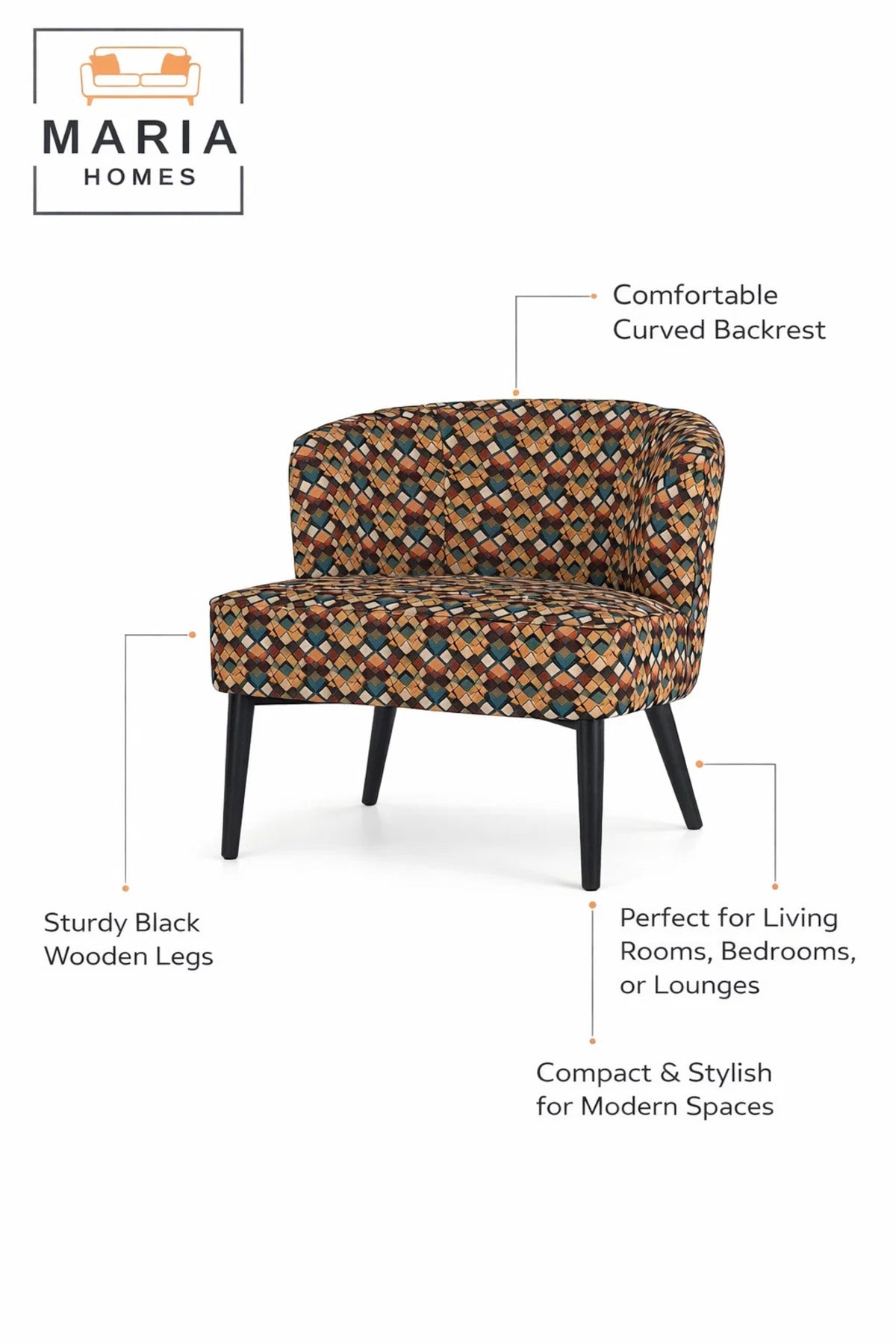 Yellow Patterned Accent Chair with Black Legs Ð Modern Lounge Chair
