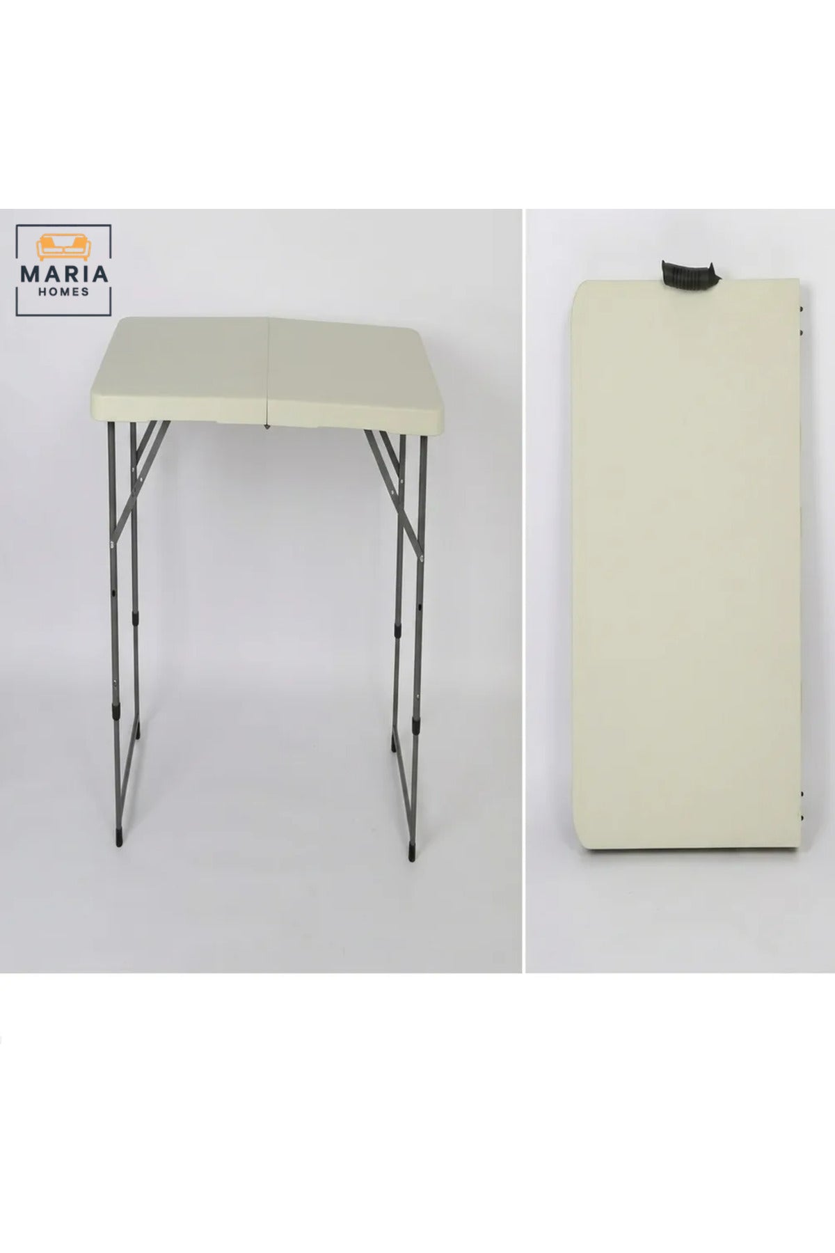 Portable Folding Table with Carry Handle and Adjustable Metal Legs, Compact Multipurpose Table for Camping, Picnic, Garden, Events and Indoor Use