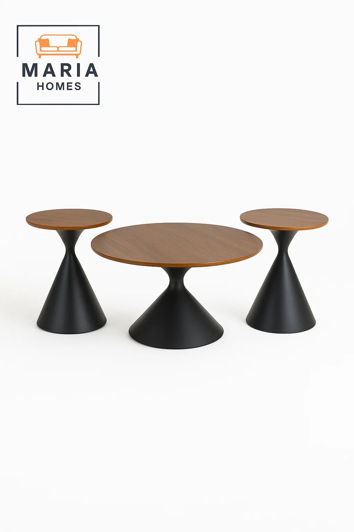 Cone Base Coffee Table Set with Walnut Tops Ð Modern Design