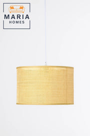 Natural Cane Woven Cylinder Pendant Light