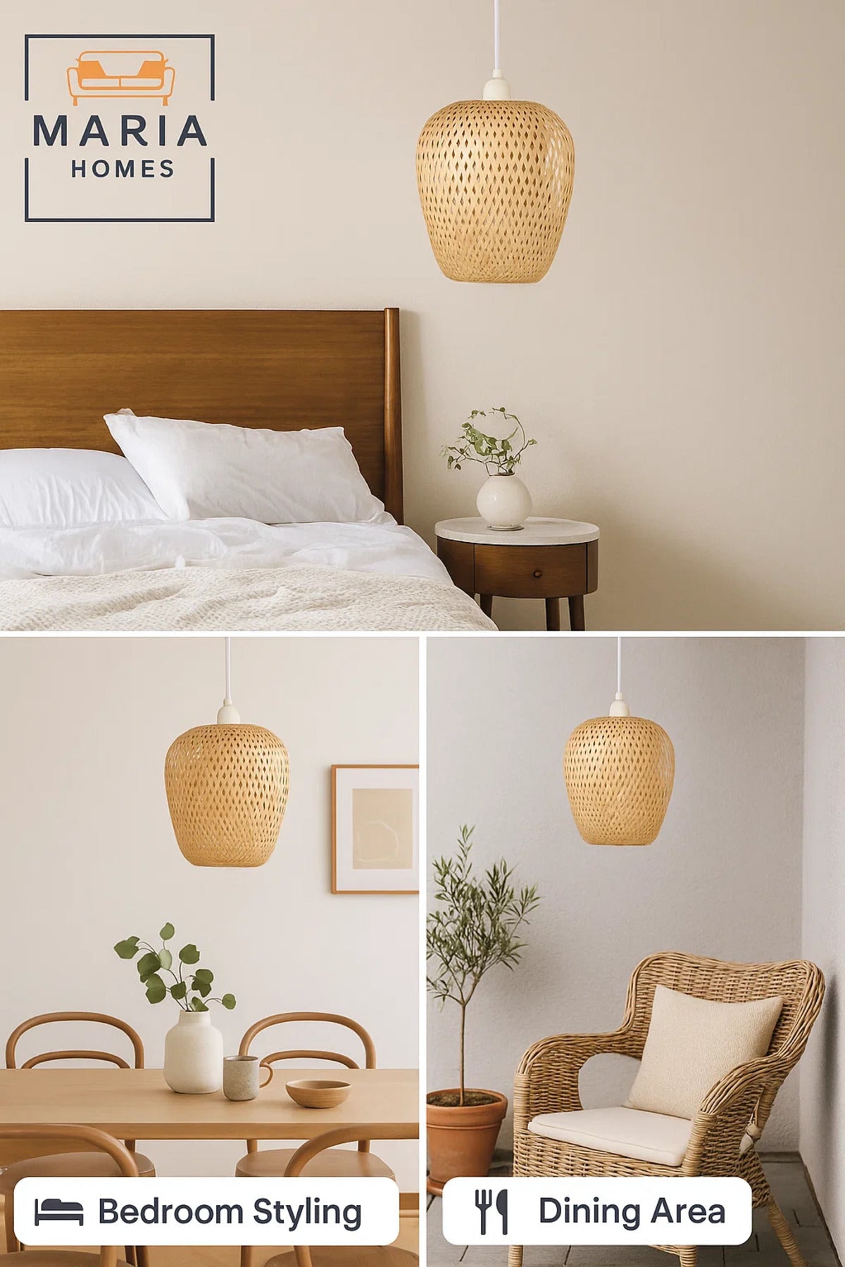 Handwoven Tall Rattan Pendant Light