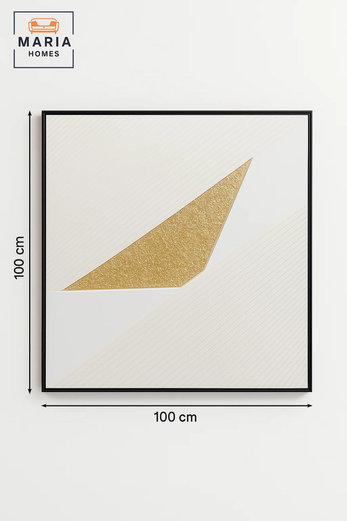 White and Gold Square Geometric Wall Art √ê Modern Luxury Textured Decor for Home & Office-100*100CM