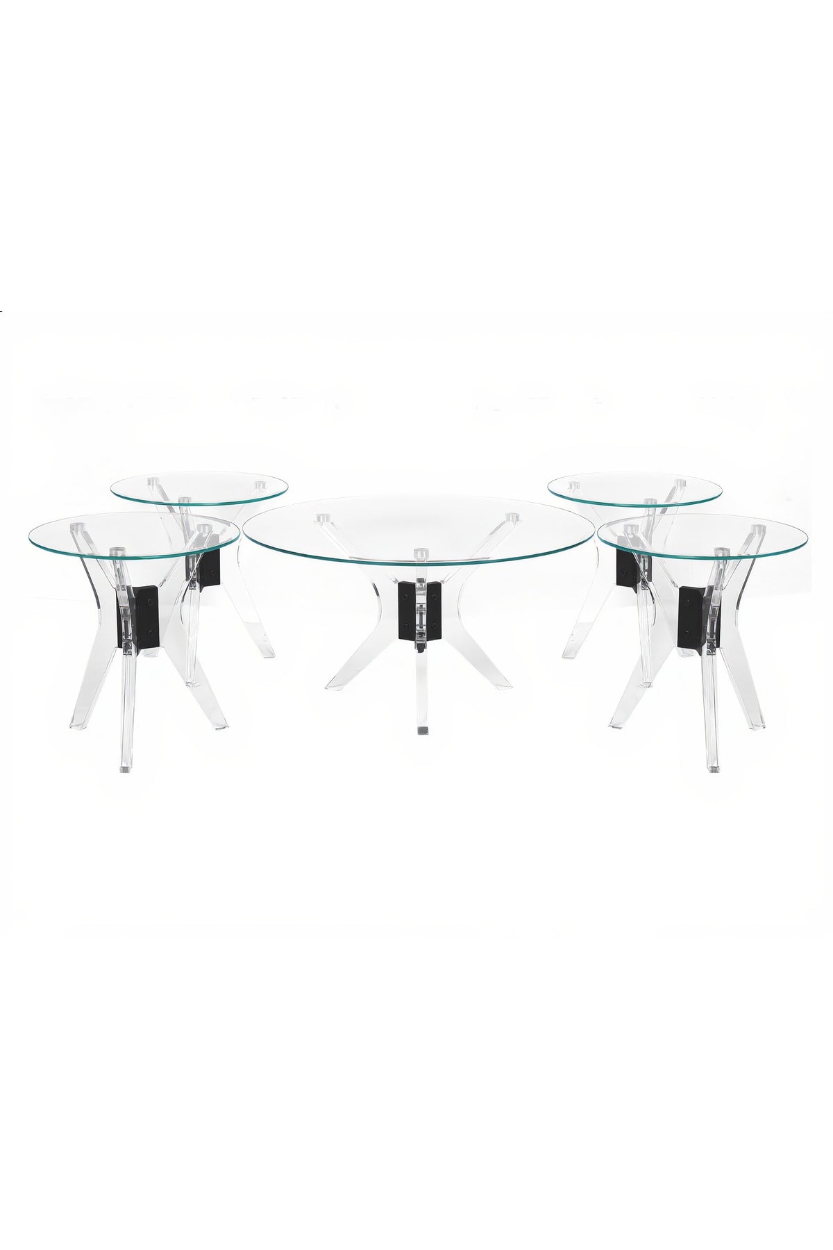 uxury 5-Piece Glass Coffee Table Set with Black Acrylic Base √ê Modern Living Room Set