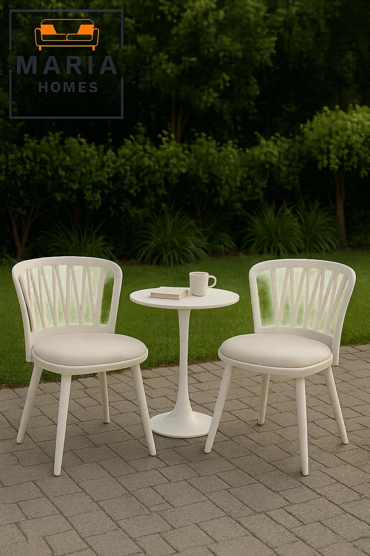 White Backrest Chair with Cream Padded Seat Ð Modern Plastic Dining Chair