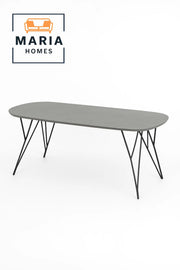 Oval Gray Table with Hairpin Metal Legs-size 110*60*45cm