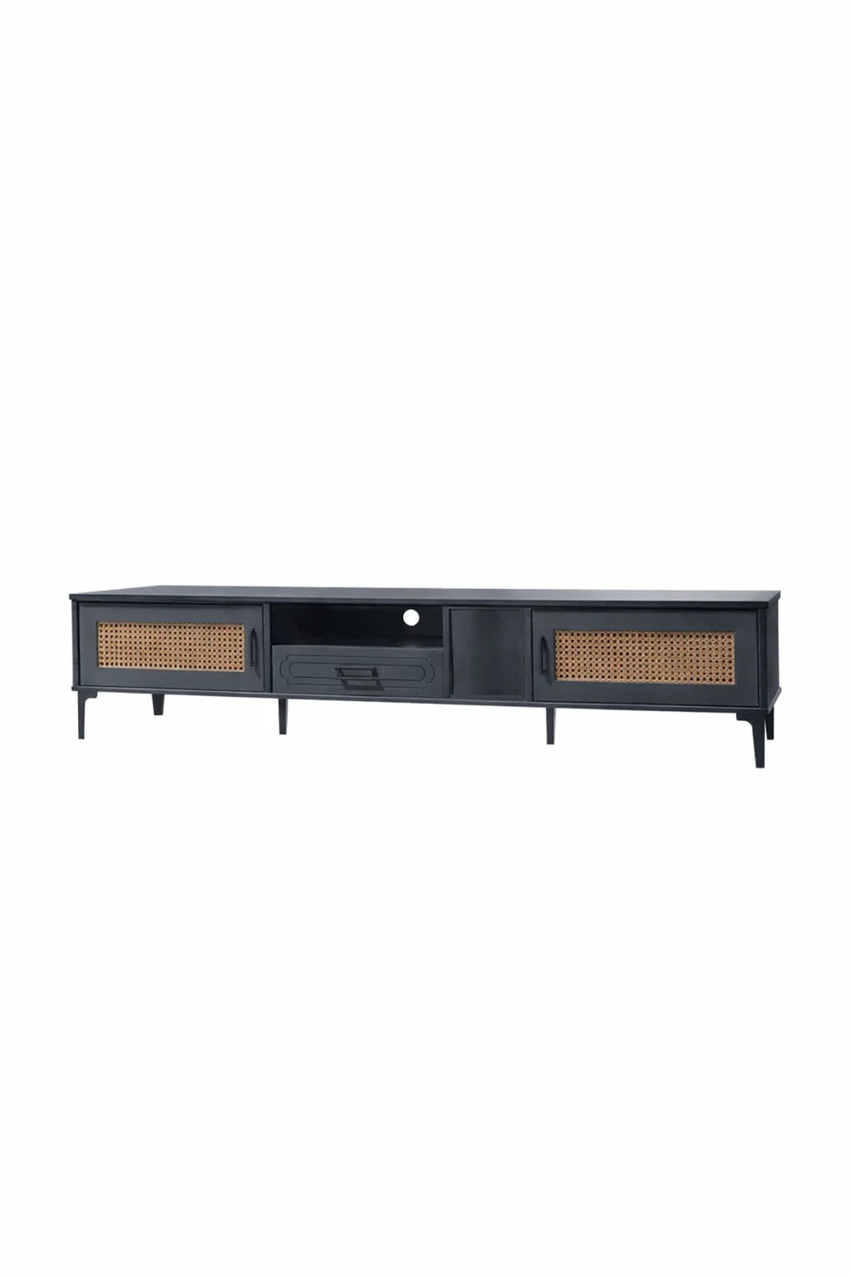Dark Grey TV Stand √ê 200x40x46 cm Modern Plasma Table with Cabinets & Drawer