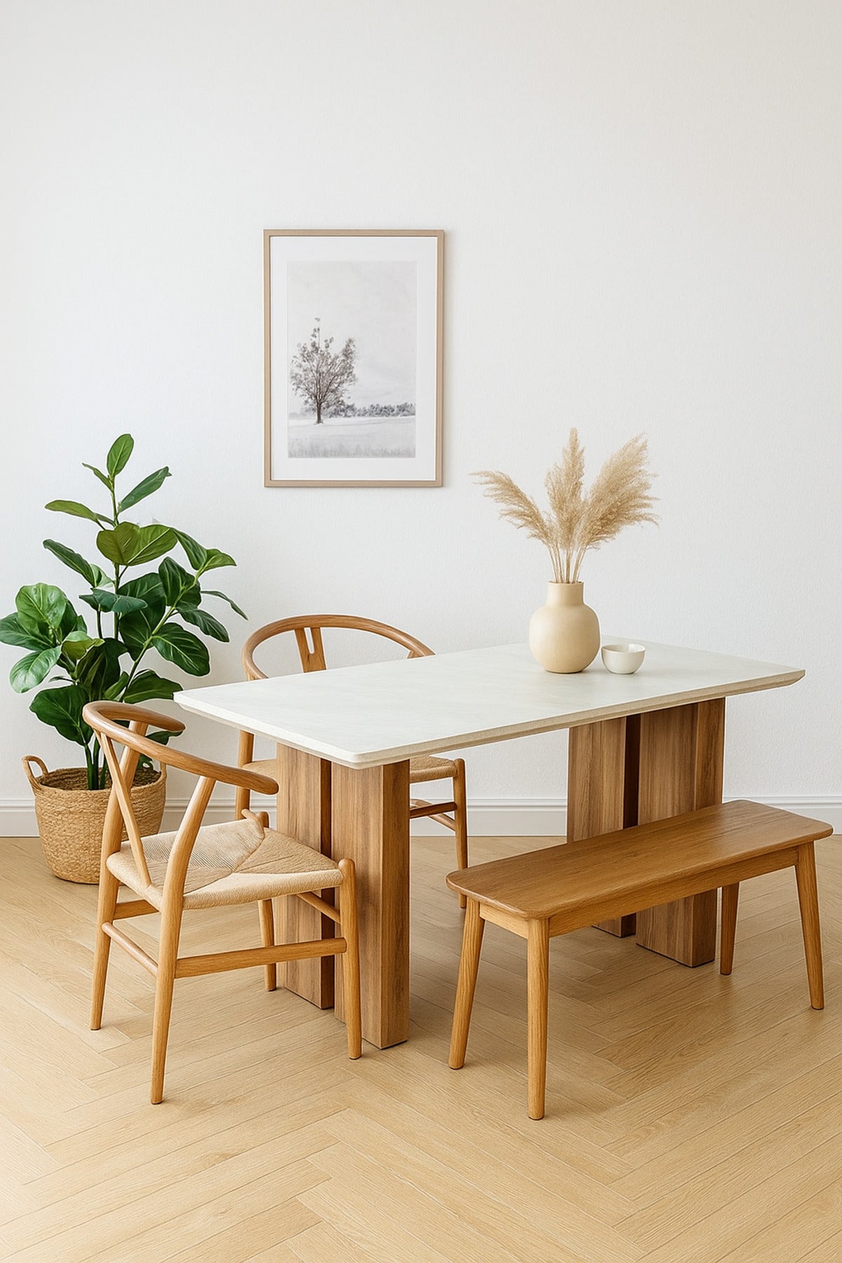 Modern Wooden Dining Table with Brown Legs Elegant Center Table for Dining Room 130_80_76 cm