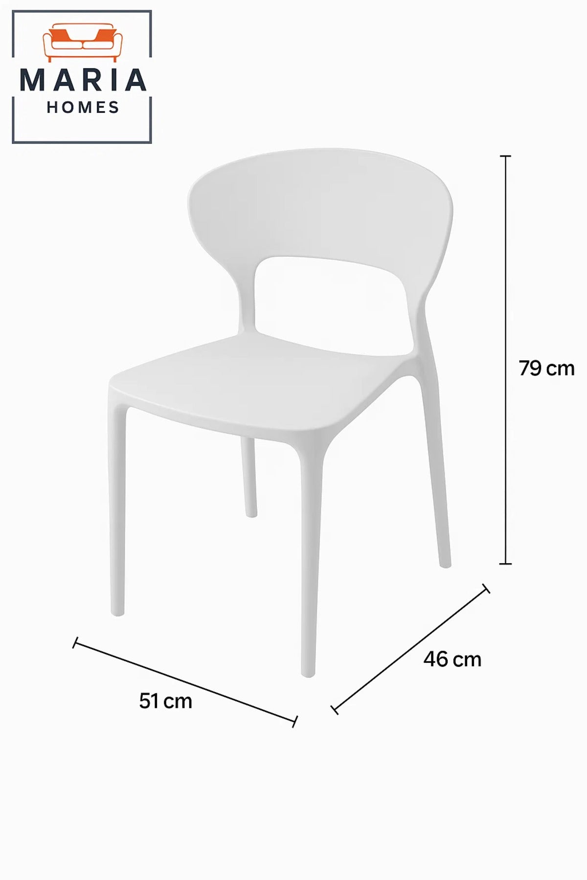 White Modern Plastic Dining Chair Ð Curved Back Ergonomic Chair for Kitchen, Office or CafŽ Use