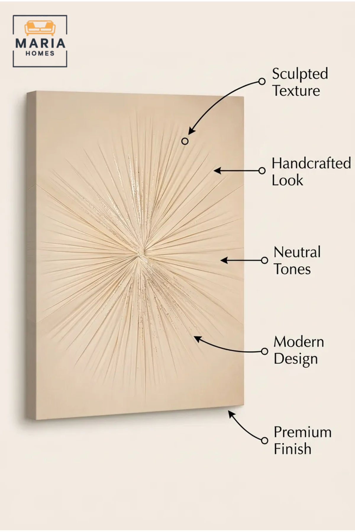 Beige Abstract Burst Textured Wall Art √ê Modern Relief Decorative Panel