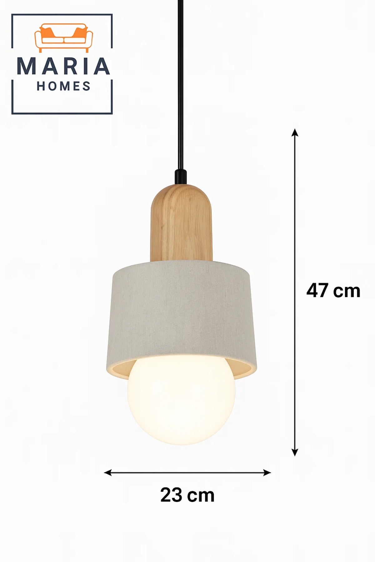 Modern Cylindrical Pendant Light with Wood Accent