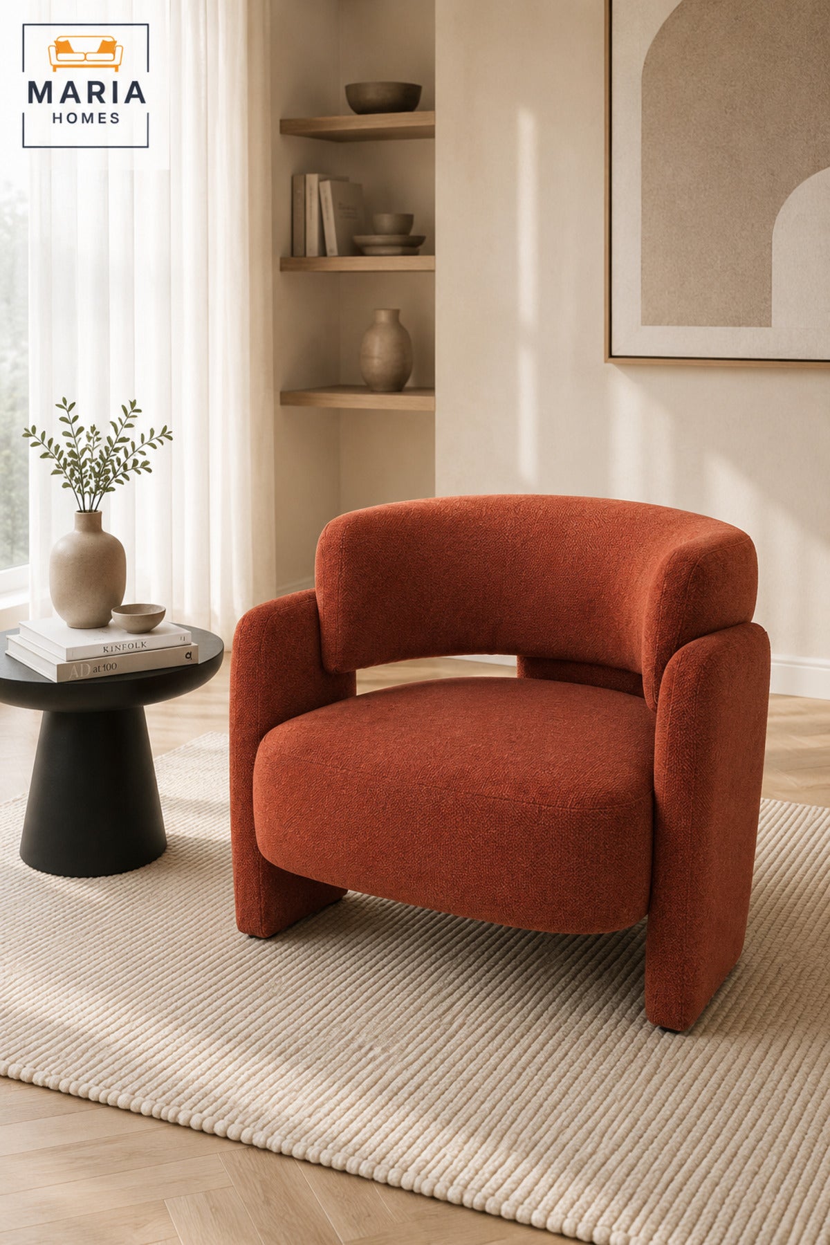 Orange Modern Accent Chair Ð Upholstered Lounge Chair for Living Room, Bedroom, Hotel & Reception Area