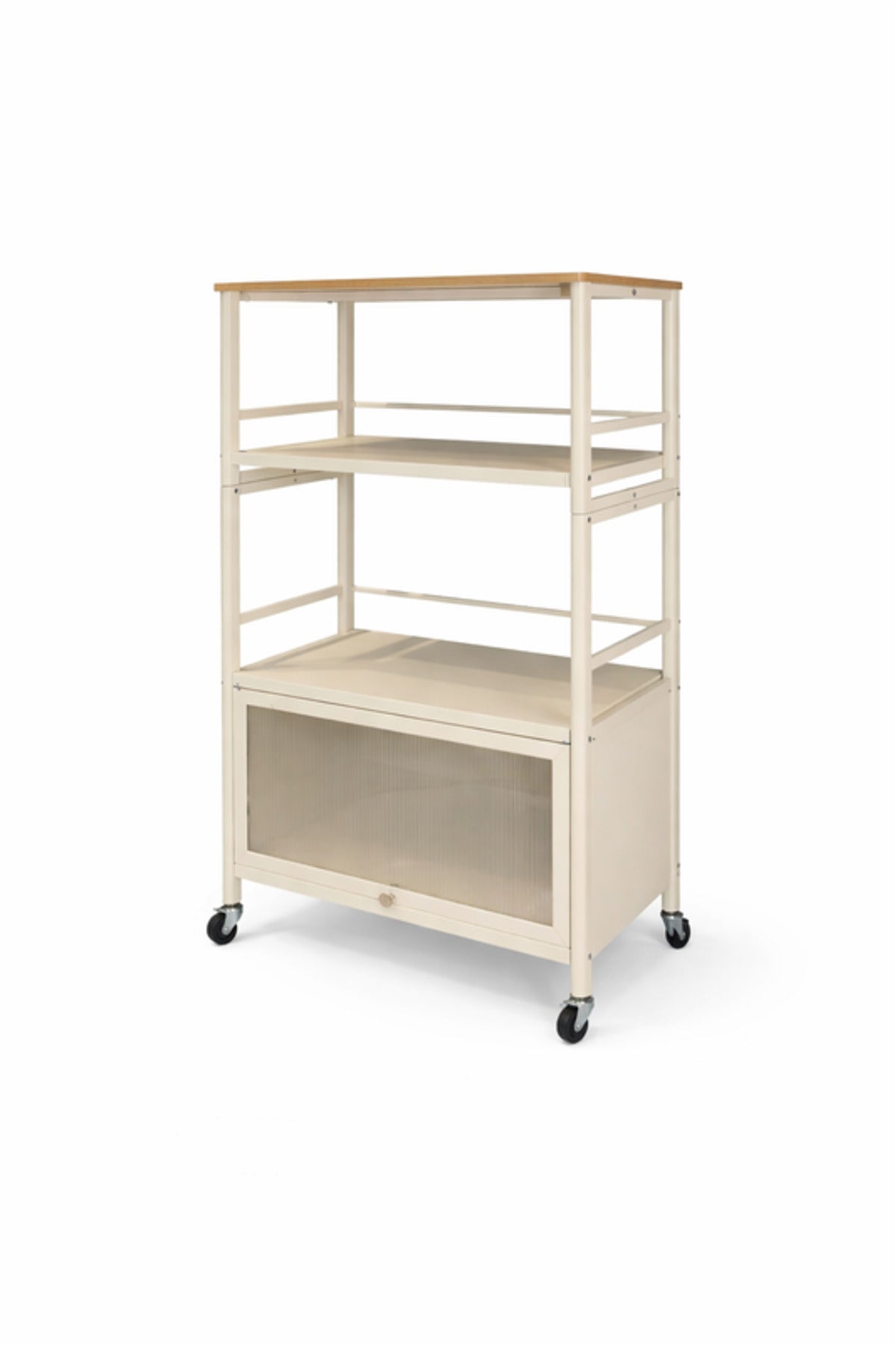 Multi-Tier Storage Shelf with Cabinet & Wheels 60_40_115 cm