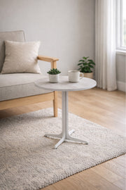 Round Light Grey Ceramic Side Table with Metal Base 45_45_55 cm Modern Accent round
