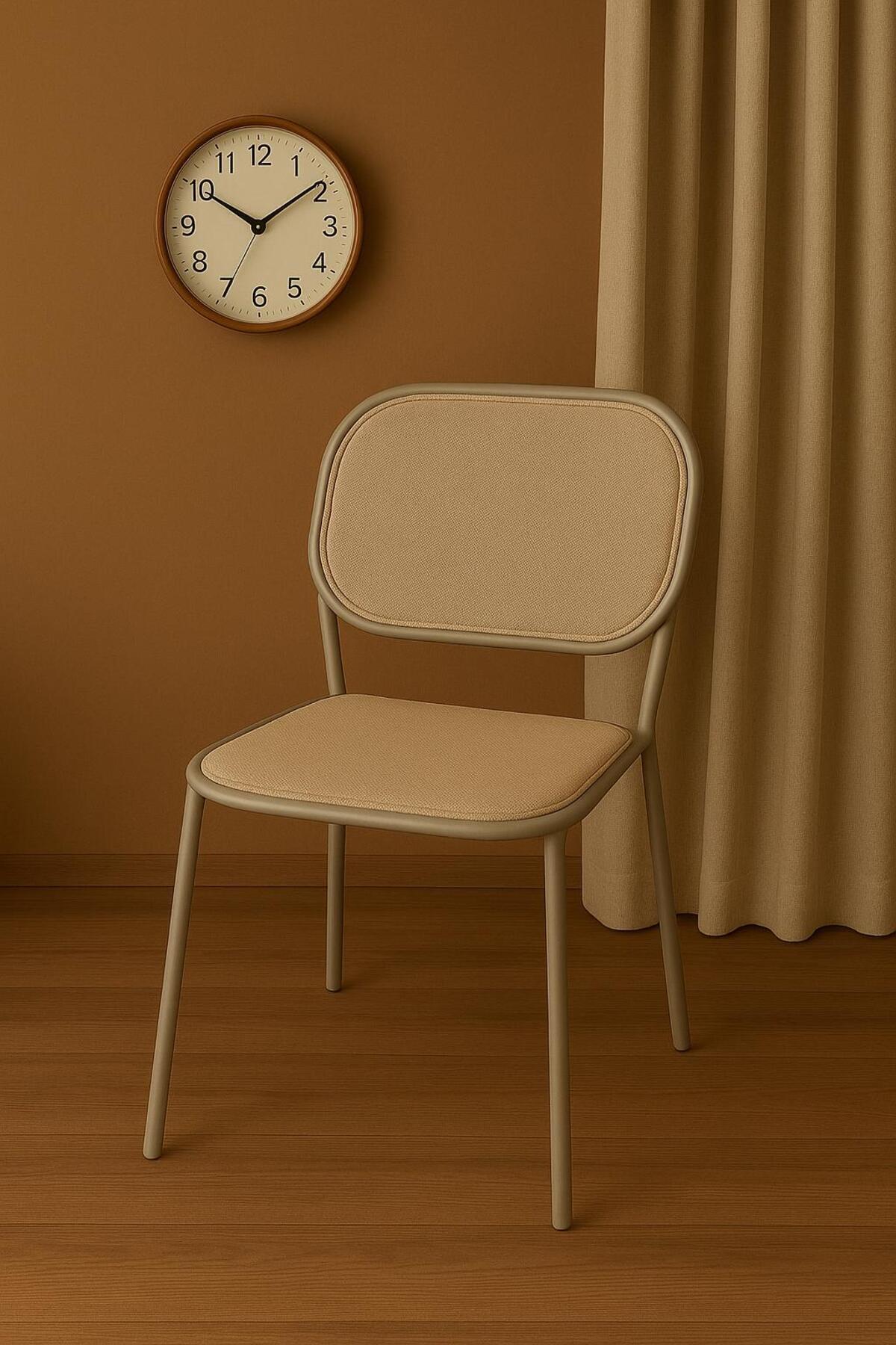 1 PCS Beige Mesh Dining Chair with Metal Frame Modern Design