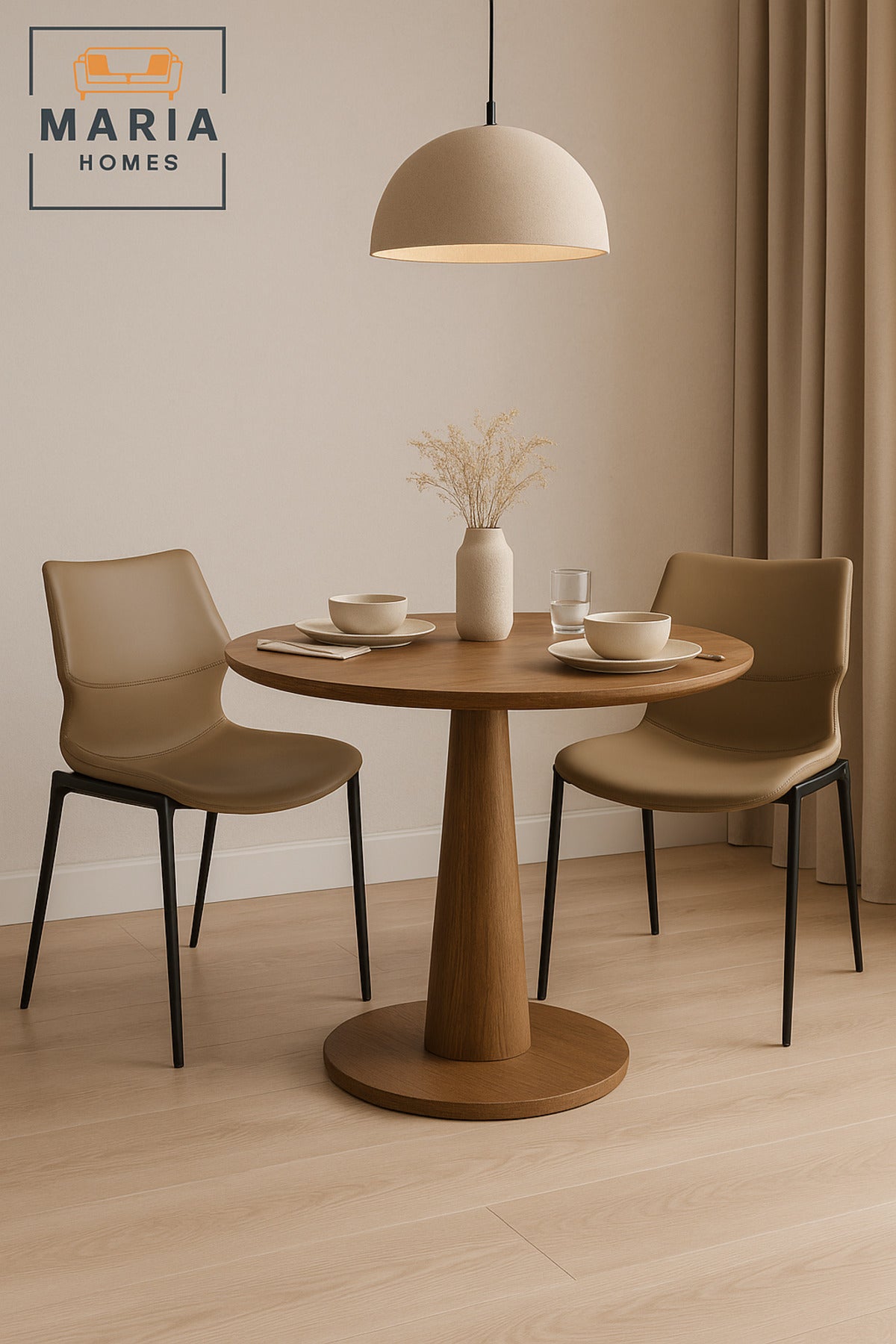 Modern Khaki Leather Dining Chair with Black Metal Legs Ð Elegant Seating for Home & Office