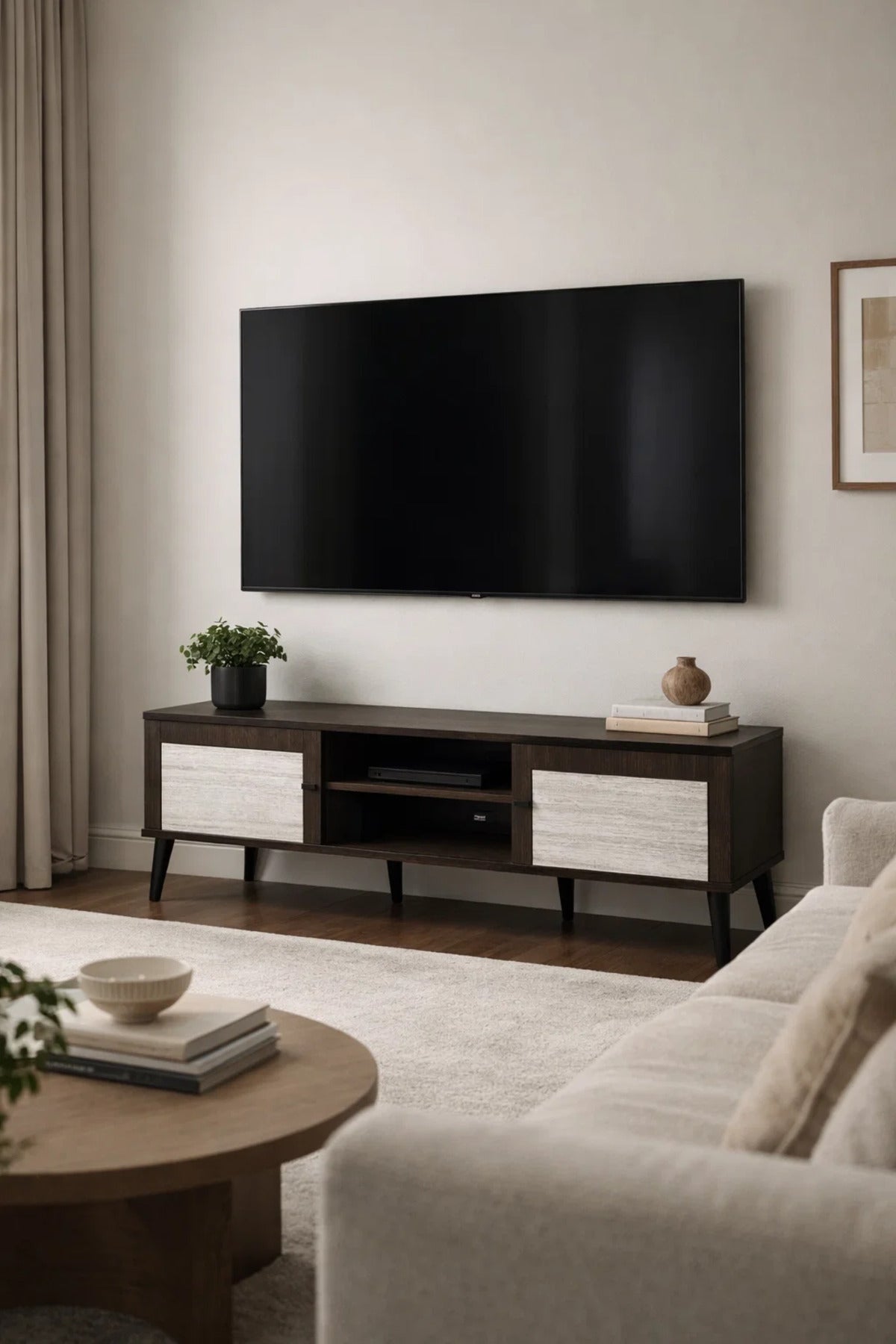 Modern 180cm TV Unit Media Stand with Shelves and Cupboards Stylish Wooden Living Room Console