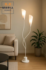 Sculptural Twin-Head White Floor Lamp