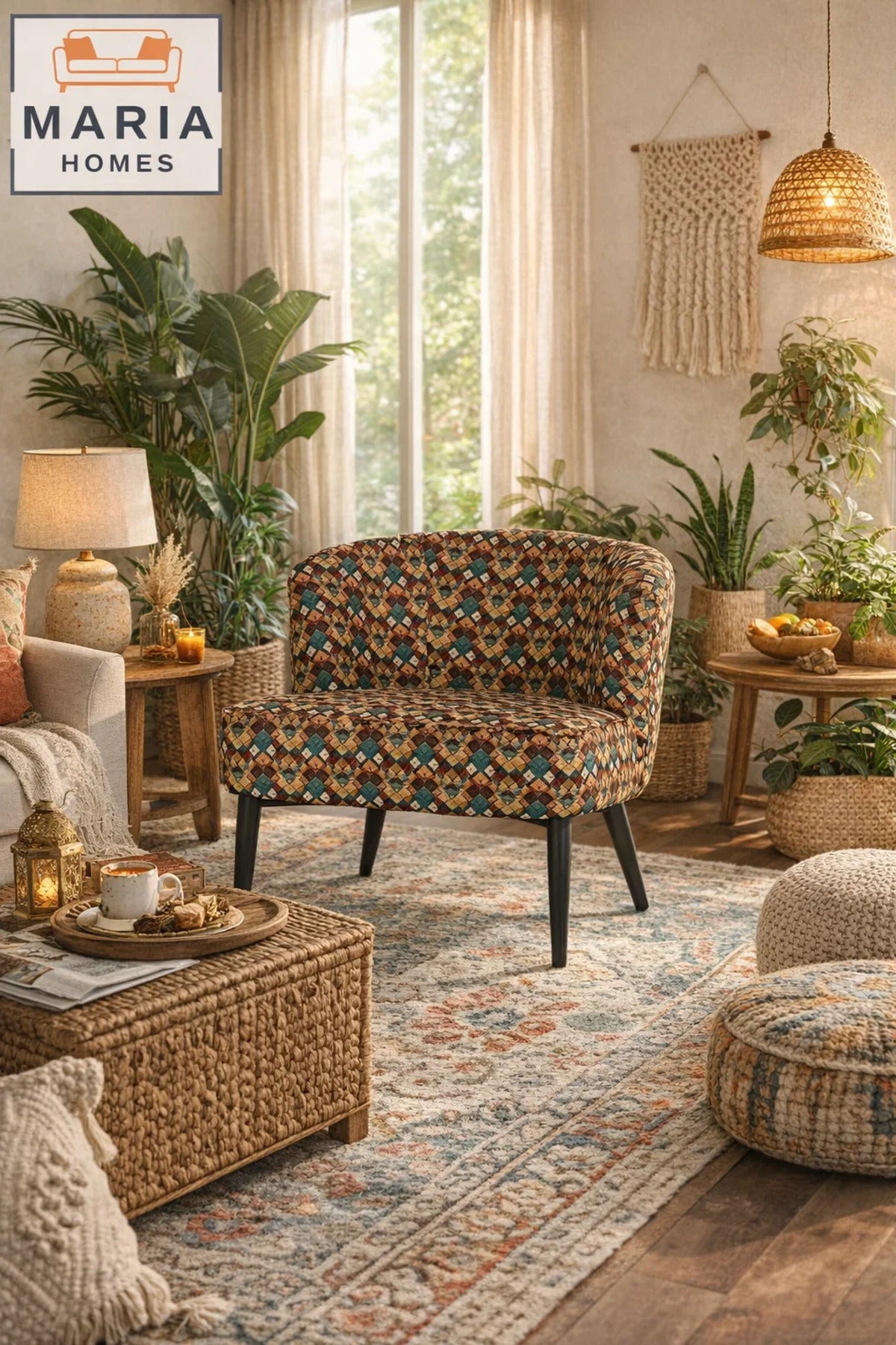 Yellow Patterned Accent Chair with Black Legs Ð Modern Lounge Chair