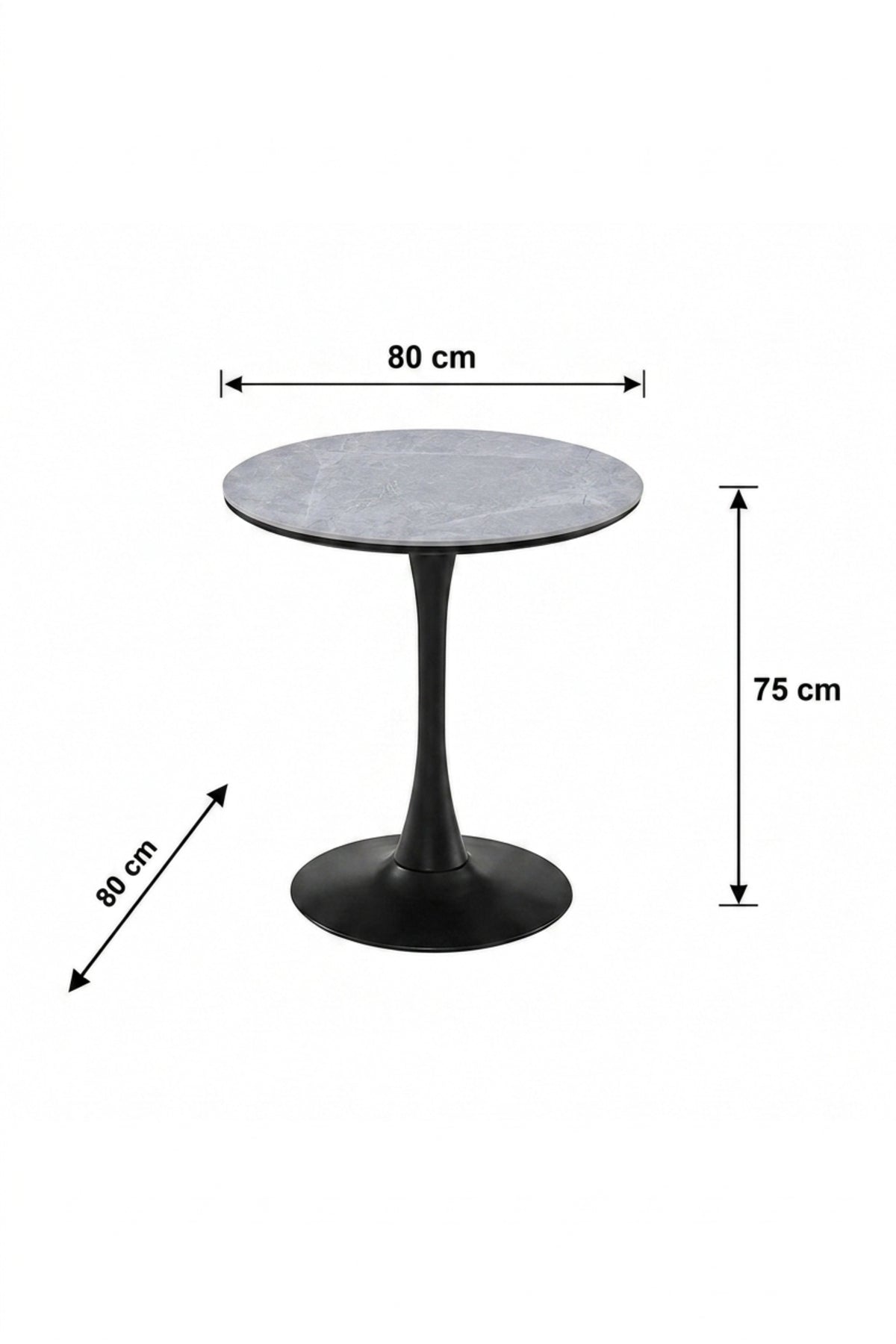 Modern Round Caf≈Ω Table with Marble-Effect Top √ê Bistro Coffee Table for Caf≈Ω, Restaurant & Coffee Shop