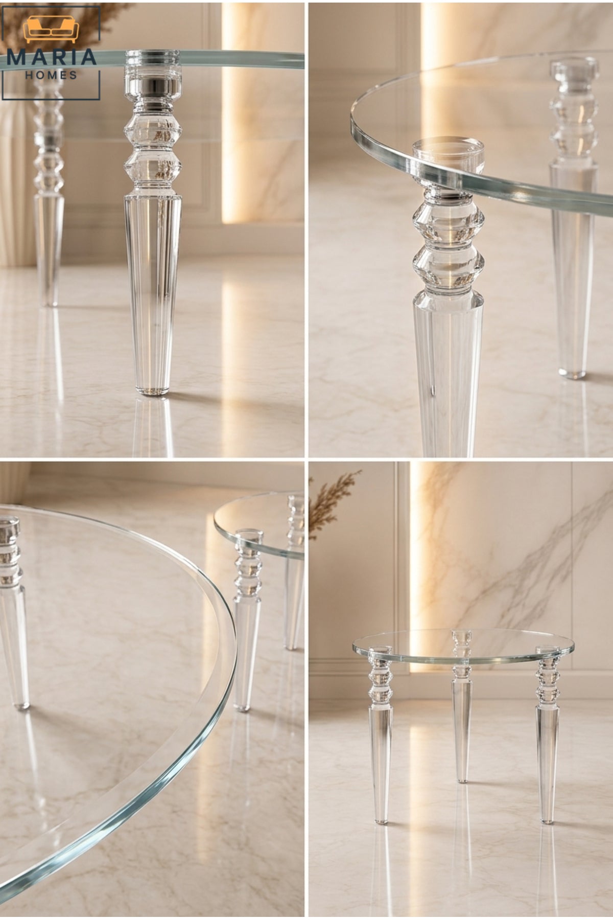 Round Acrylic Center Table Set – Clear 2-Tier Design with Lower Shelf