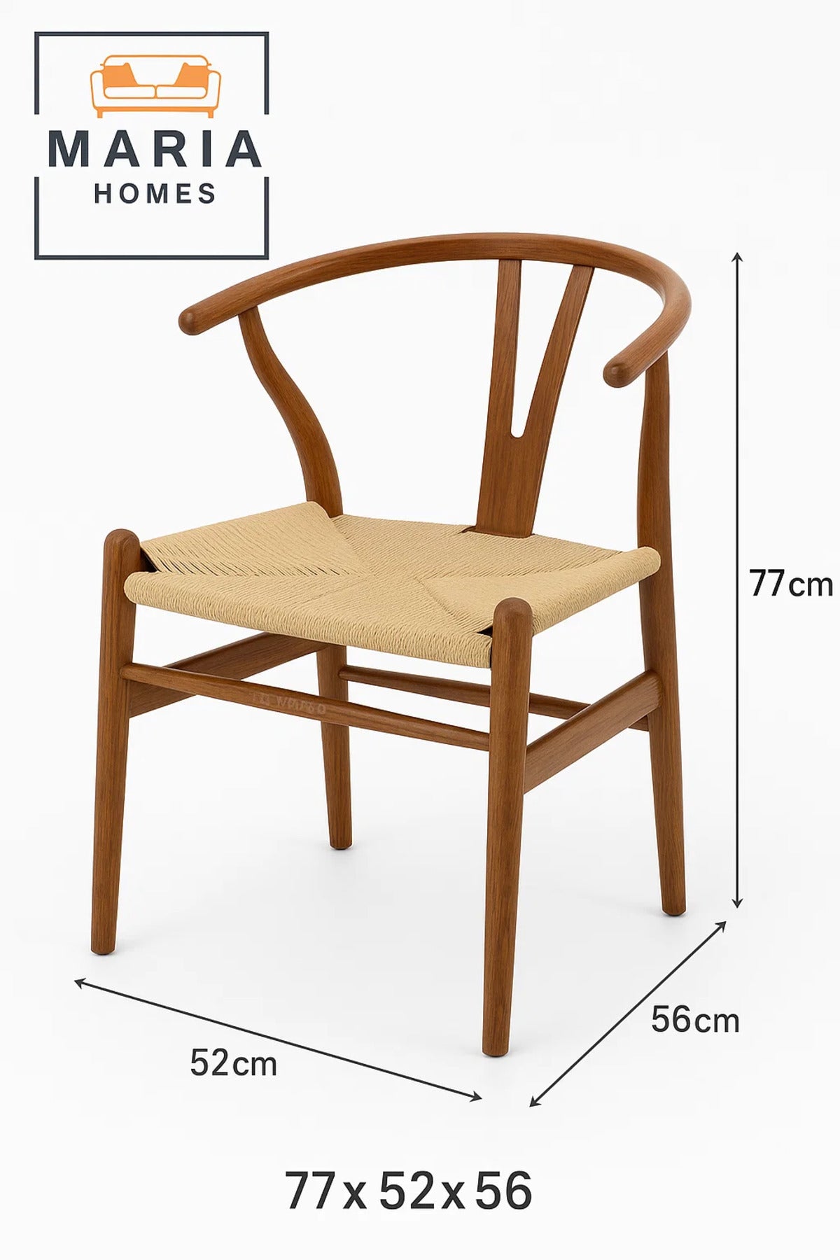 Natural Wood Wishbone Chair with Woven Rope Seat Ð Scandinavian Style Dining Chair for Modern Spaces
