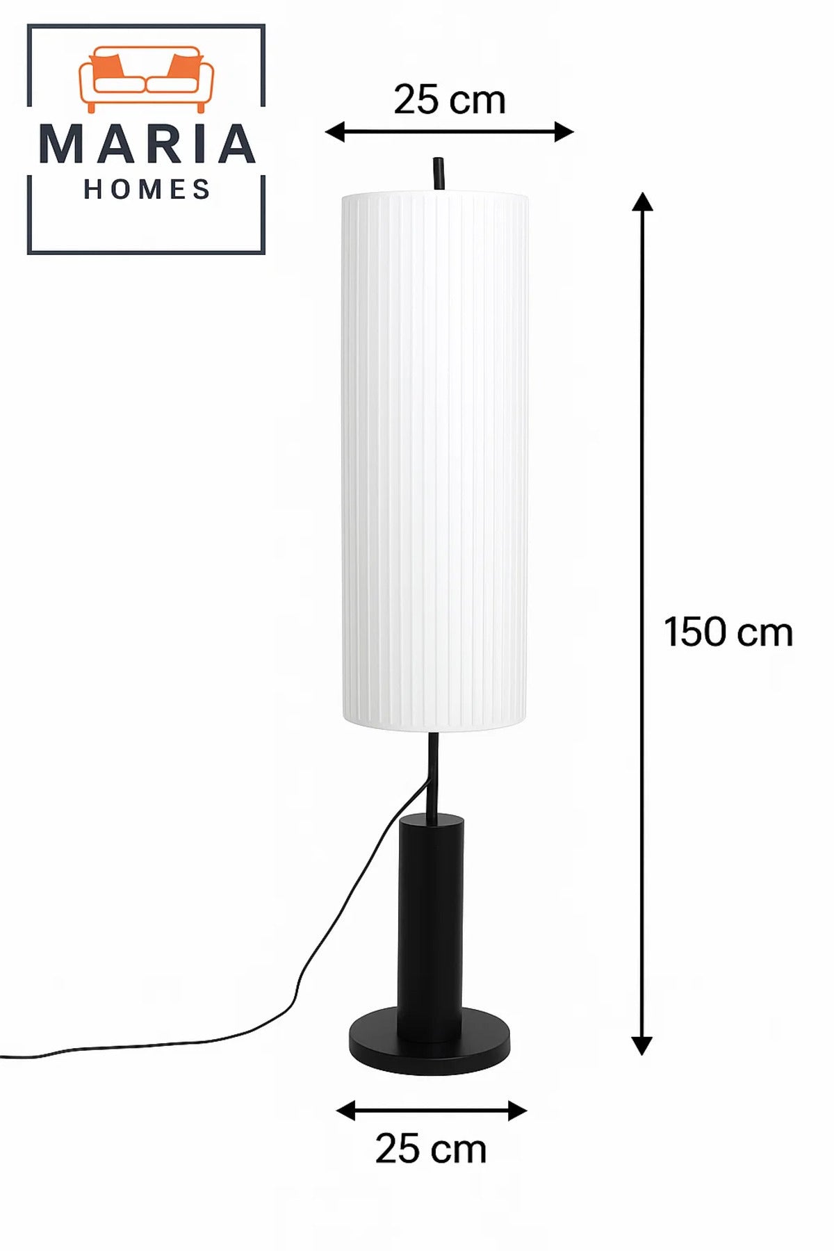 Modern Tall Floor Lamp with White Pleated Shade