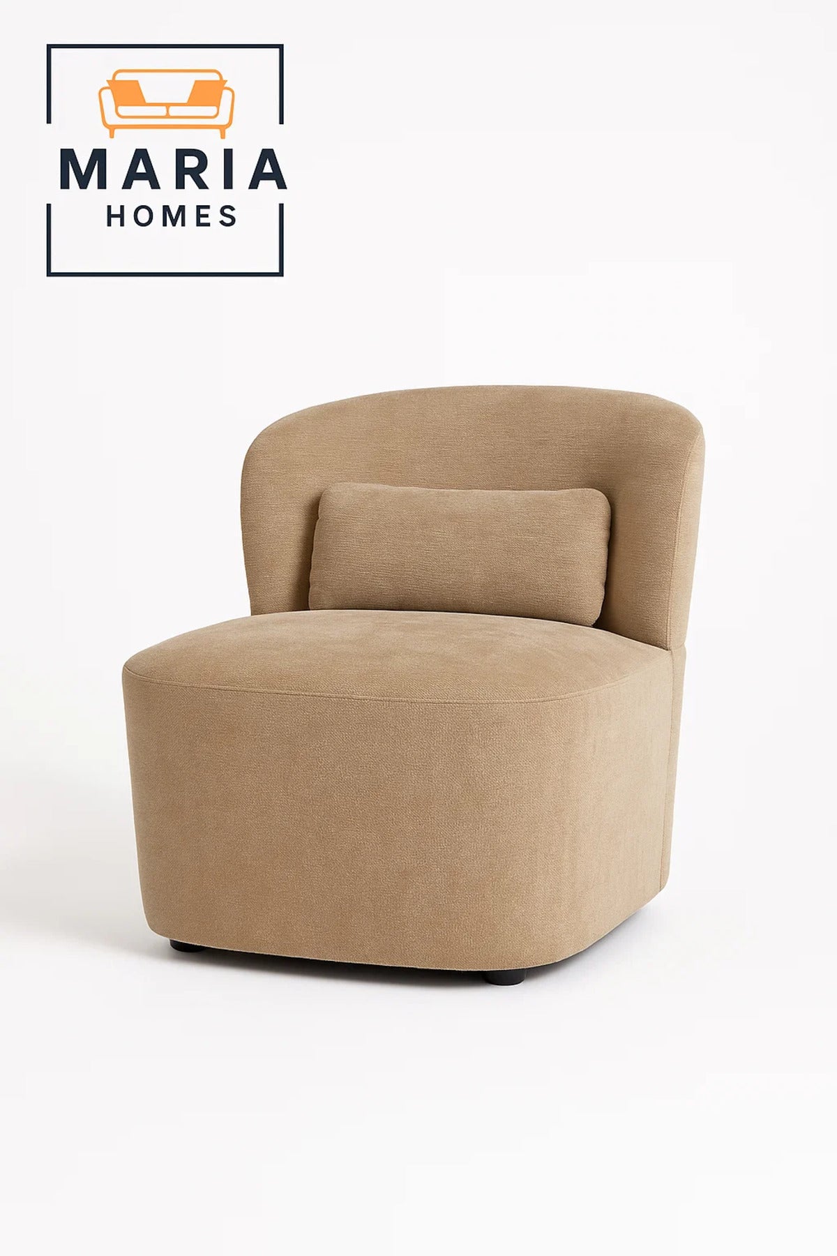Modern Lounge Chair Ð Soft Beige Fabric Accent Chair with Back Cushion